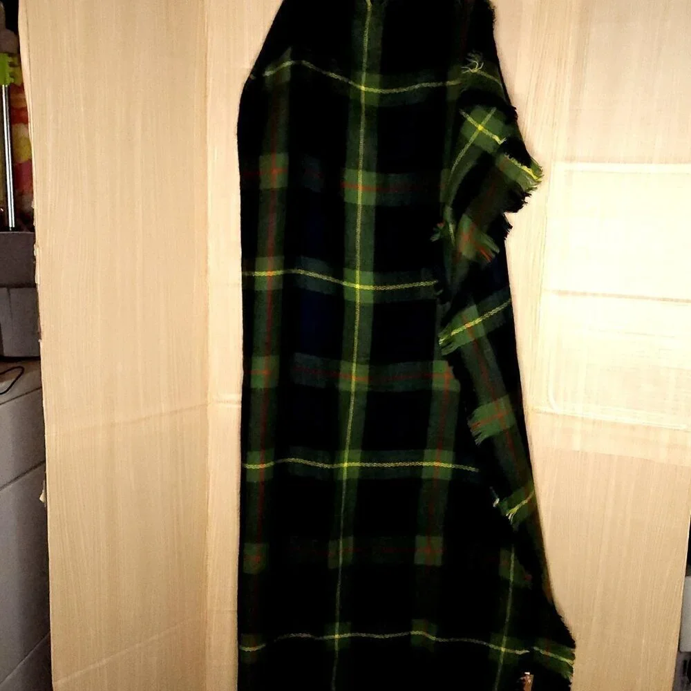 Unbranded New Womens Green Yellow Plaid Blanket Scarf